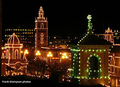 KC Plaza entertainment district lit up for Christmas.